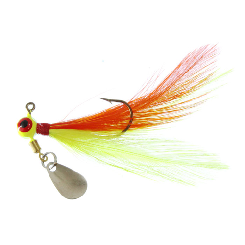 Feather Spin with chartreuse head and orange/chartreuse feather ...