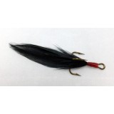 Treble Hook with 2 Black Feathers - Mustard Size 6