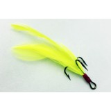 Treble Hook with 2 Chartreuse Feathers - Mustard Size 6 - Nothead Tackle